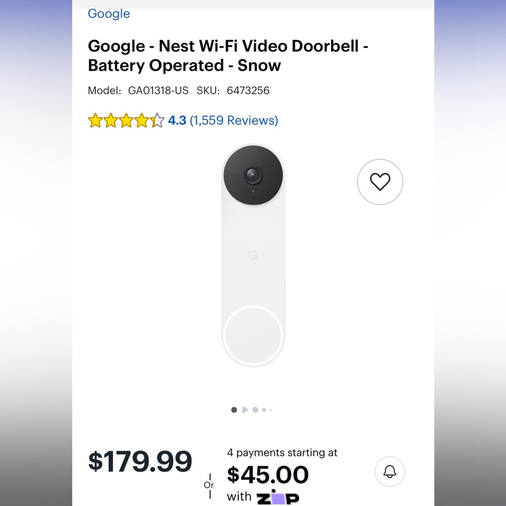 Google nest wireless doorbell